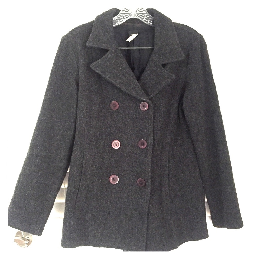 Vintage WaWa 100% wool peacoat jacket gray small
